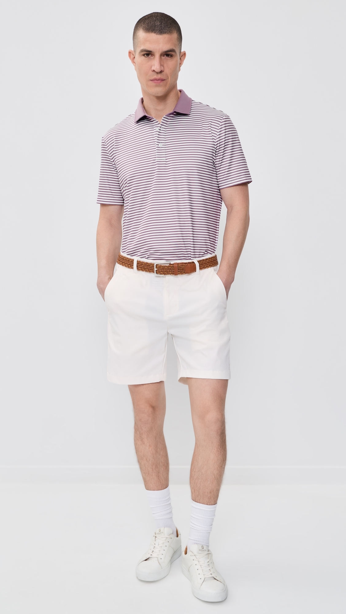 Striped Baker Polo Shirt Lilac