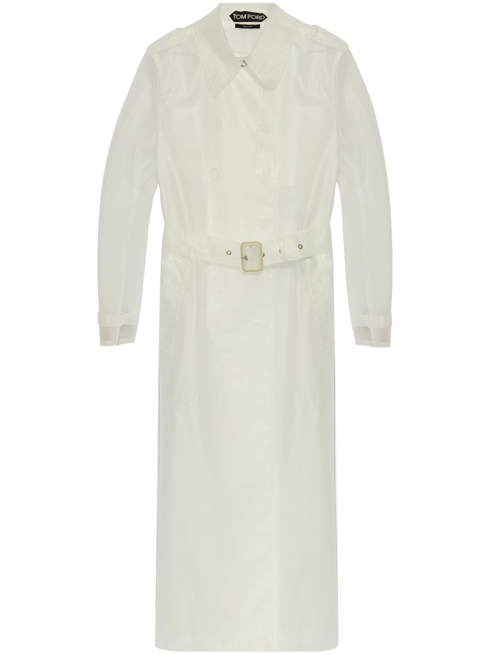 Transparent belted trench coat - White