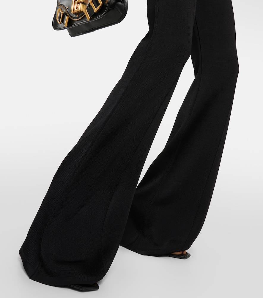 High-rise flared knit pants