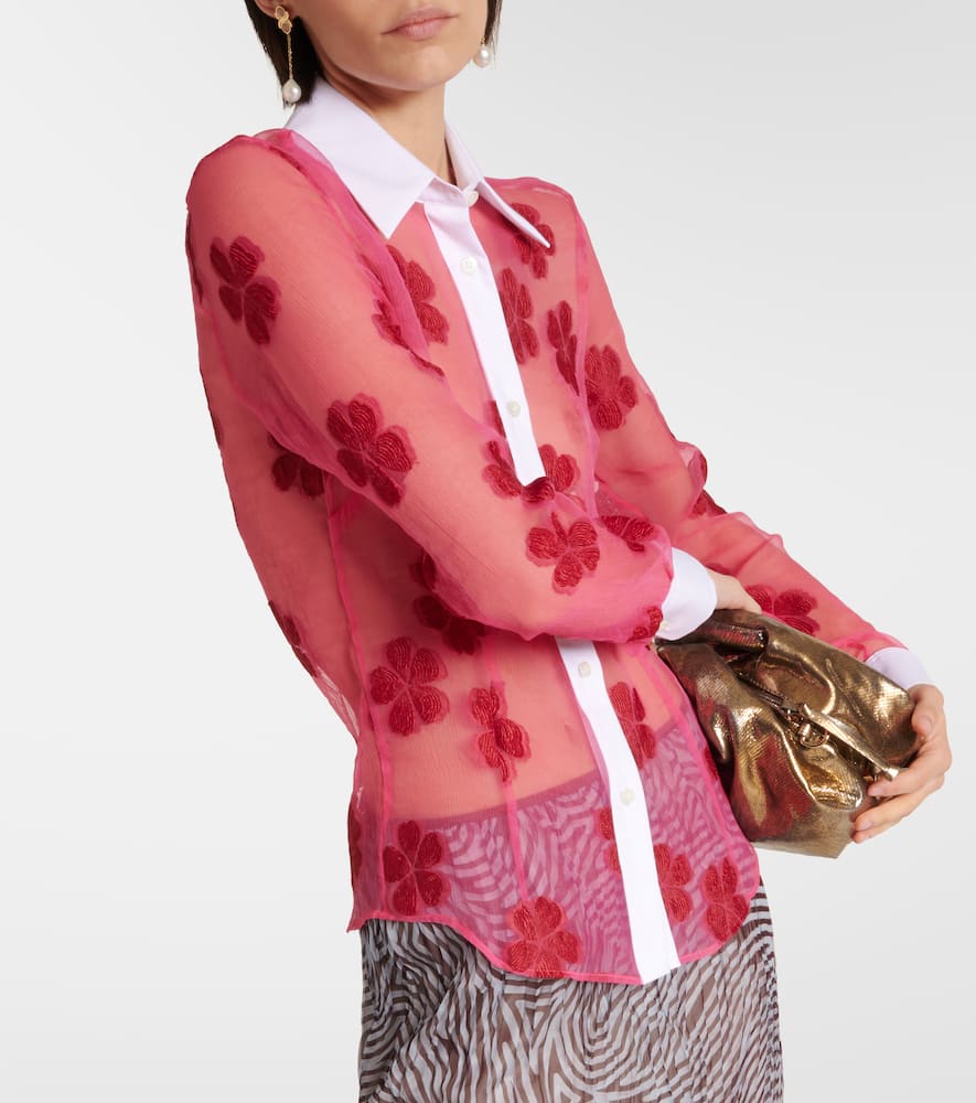 Floral cotton jacquard shirt