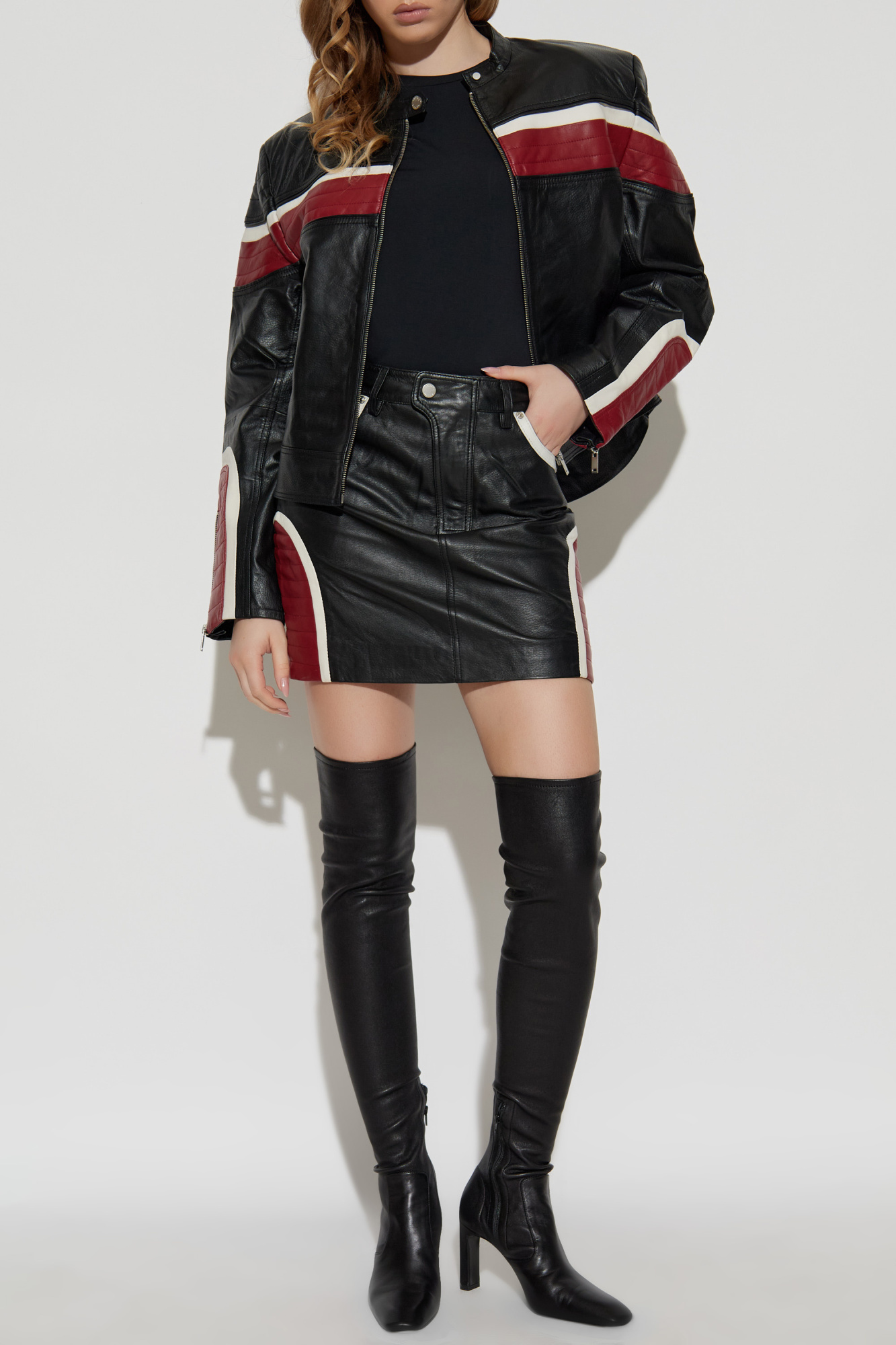 Leather Skirt `Gzyvette`, Women's, Black