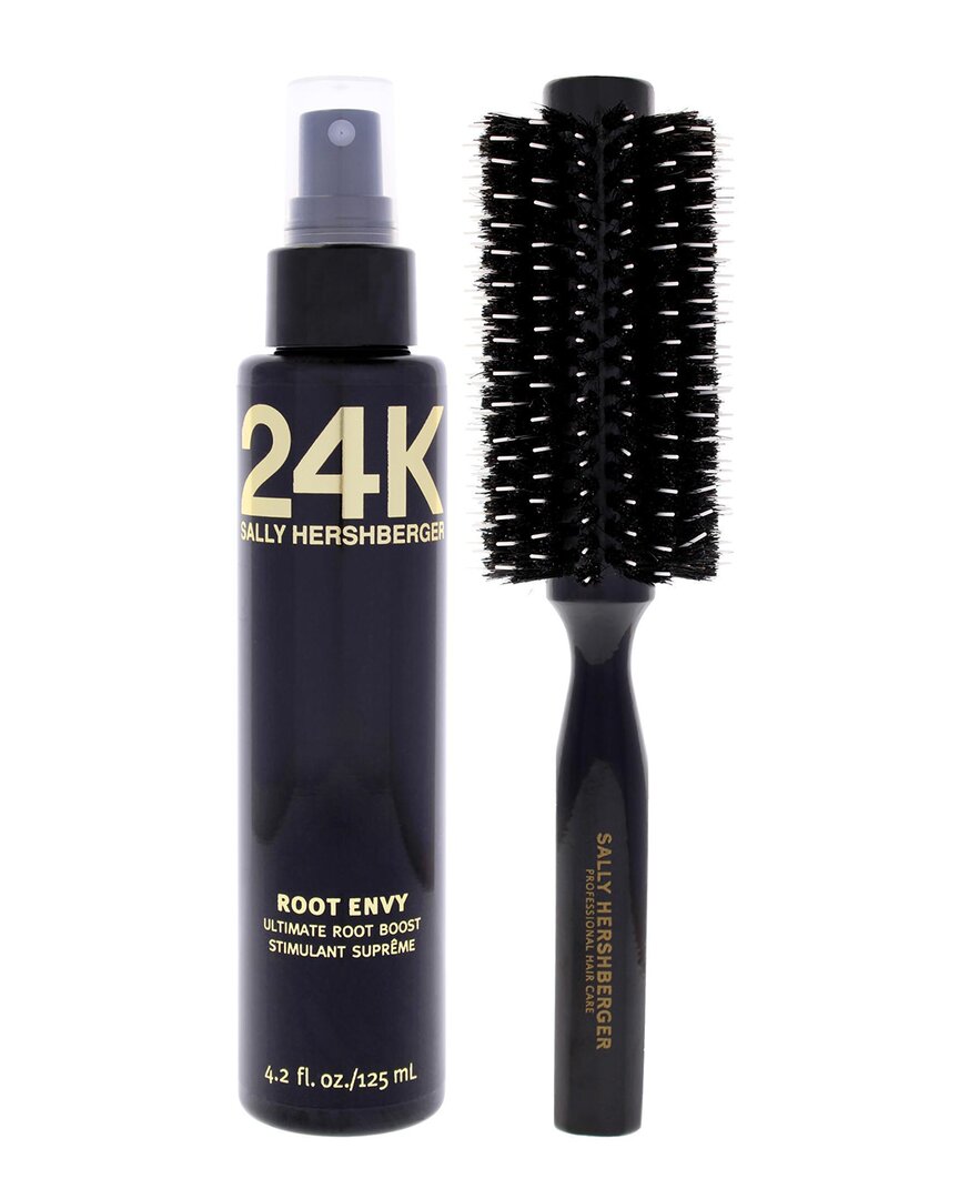 Unisex 2Pc 24K Root Boost & Medium Round Brush Kit