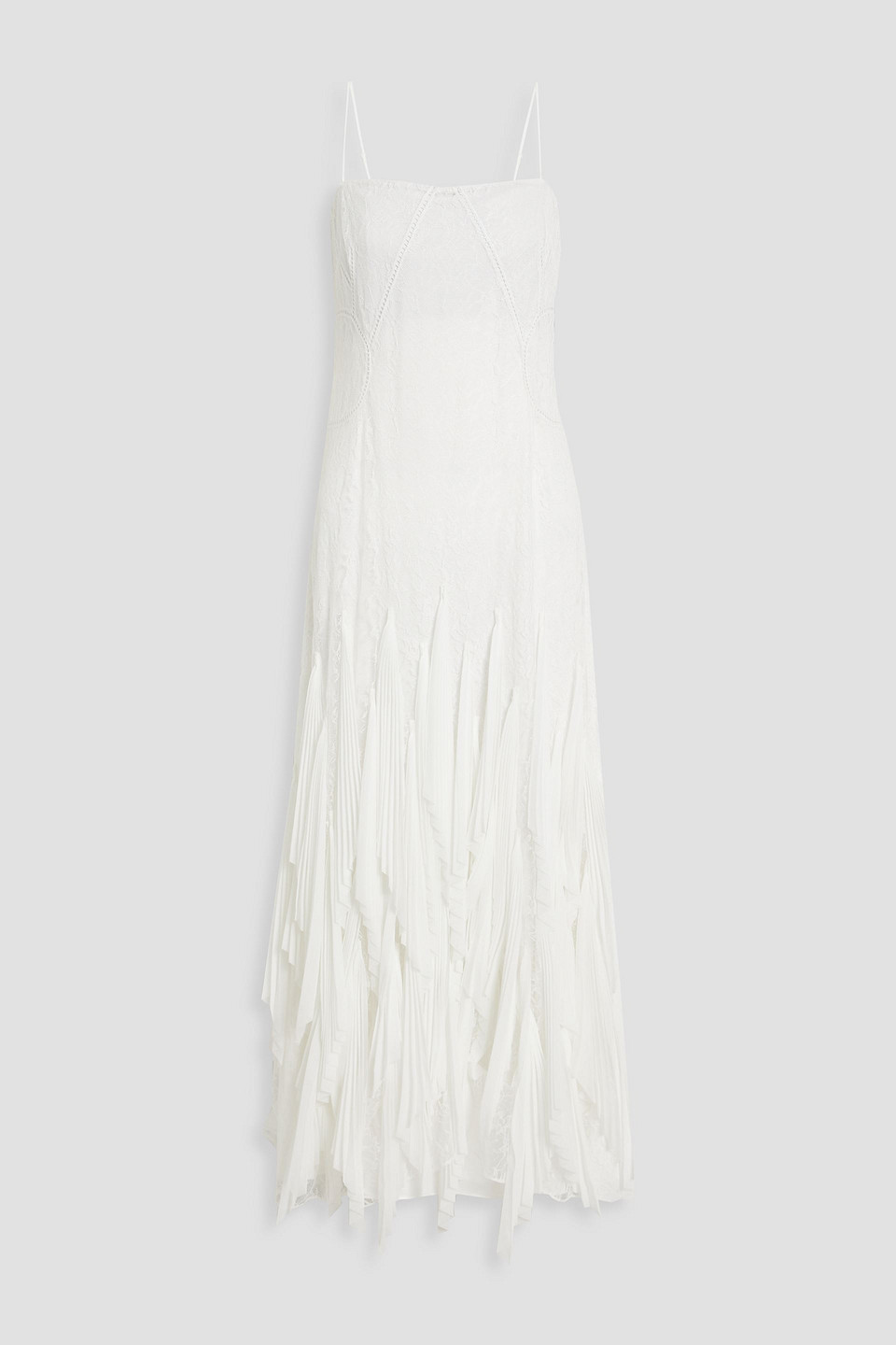 Gertrude pleated chiffon and lace gown