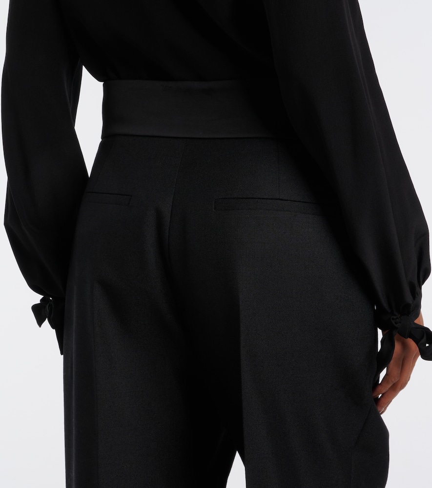 Bow-detail wool and mohair straight pants