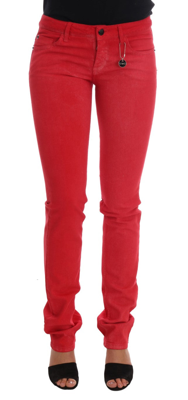 Cotton Stretch Slim Jeans — Red