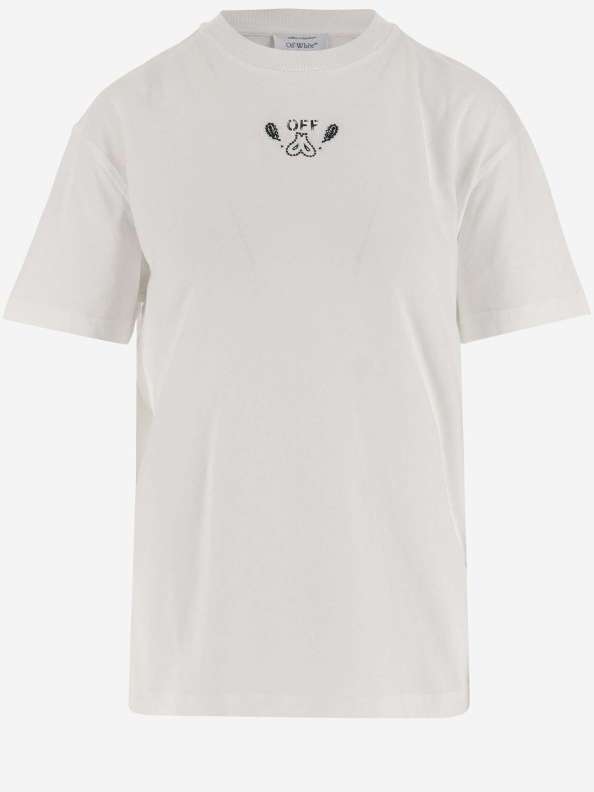 Arrow-embroidered cotton T-shirt
