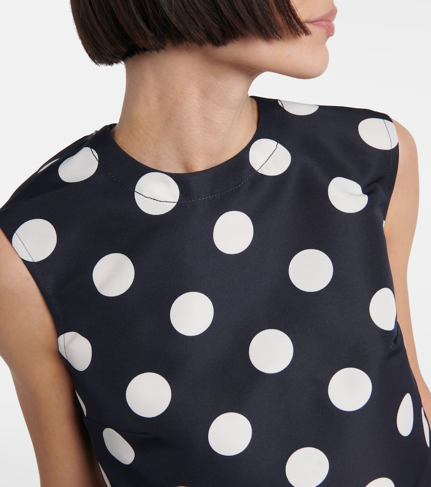 Polka-dot open-back faille crop top