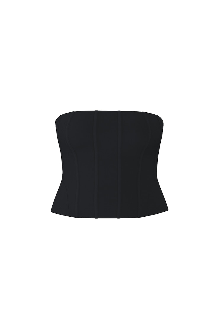 Mesh Longline Tube Corset - Black - Women Clothing