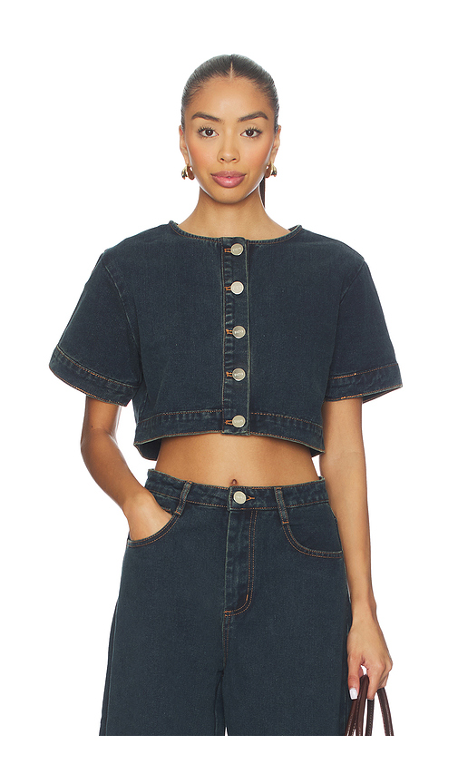 SNDYS Tilla Denim Top in Blue. - L also in XXS, S