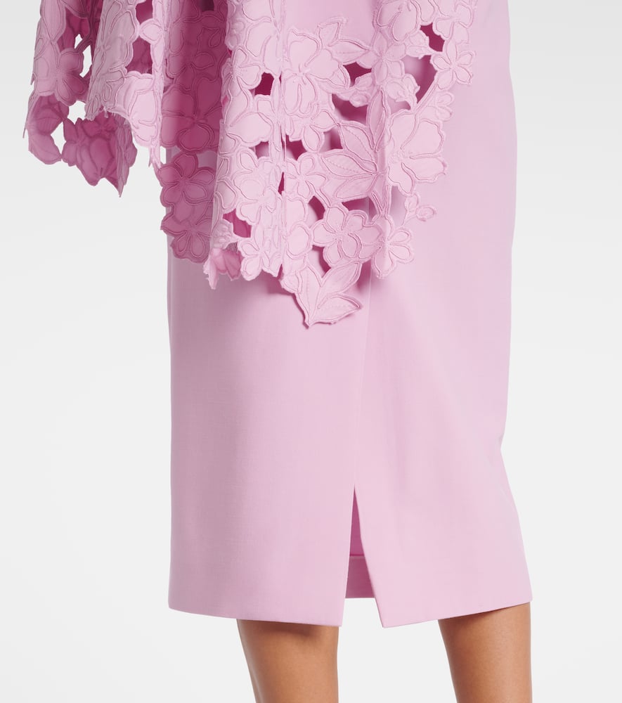 Cape-detail wool-blend midi dress