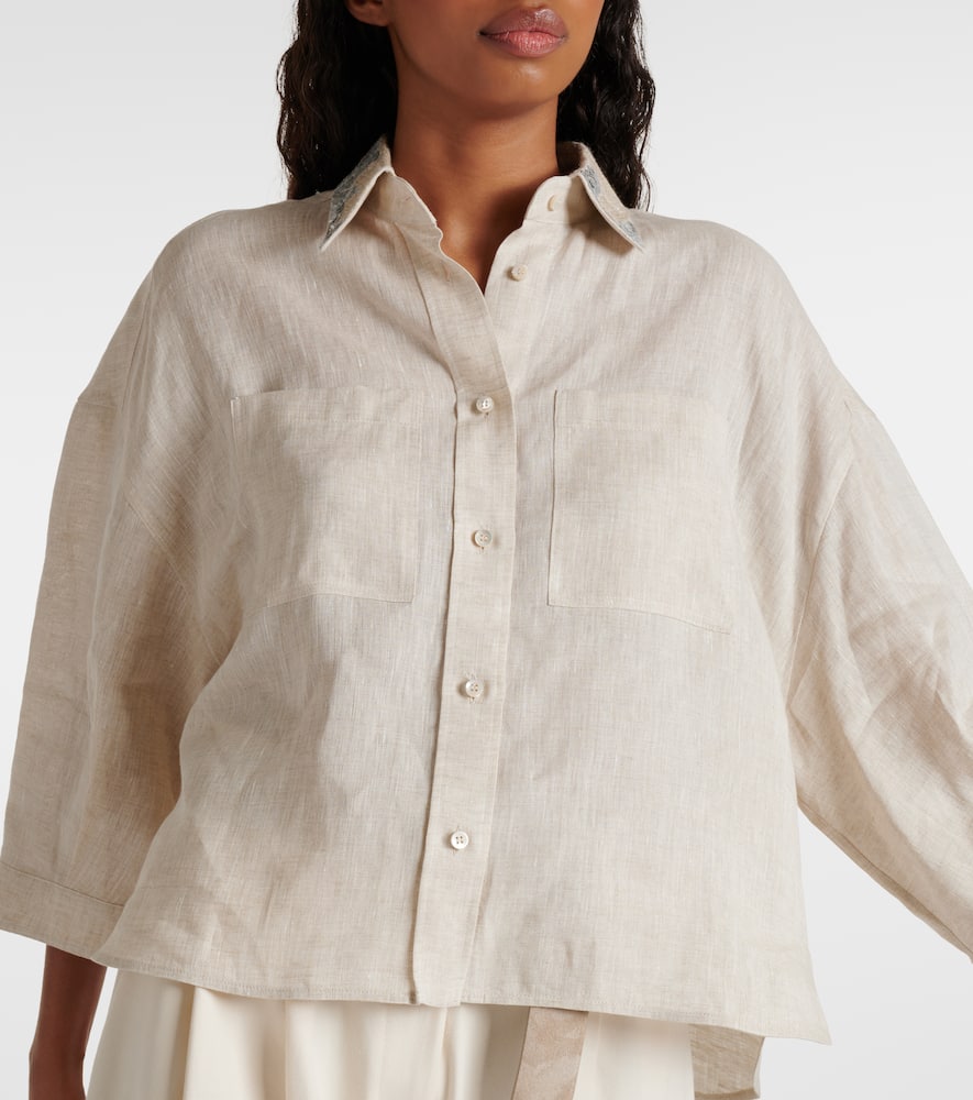 Embellished linen shirt