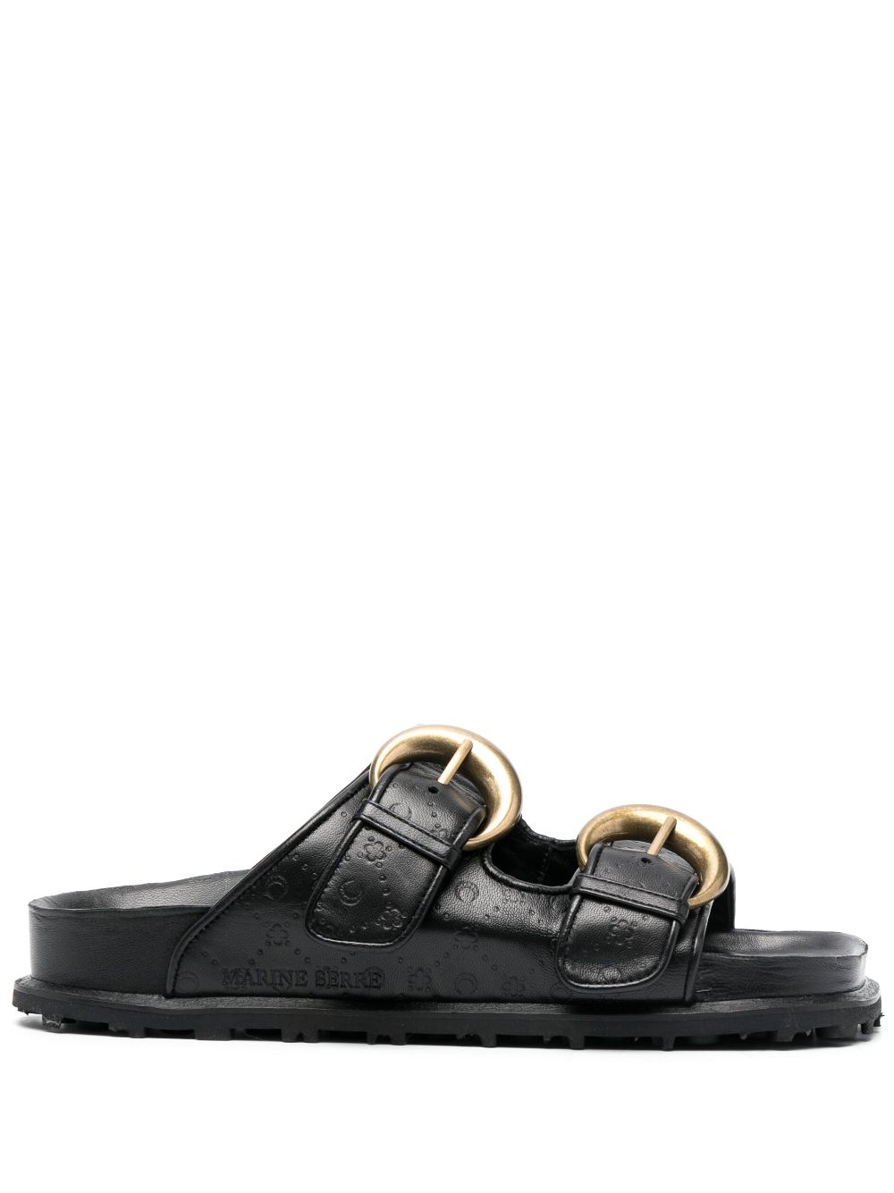 Logo-debossed leather sandals - Black