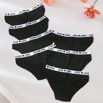 7Pcs Low Waist Briefs Women Letter Belt Underwear Women Knickers Women Comfortable Panties Pack Set Lingerie Sexy Knickers Solid Panty Seamless Pantie