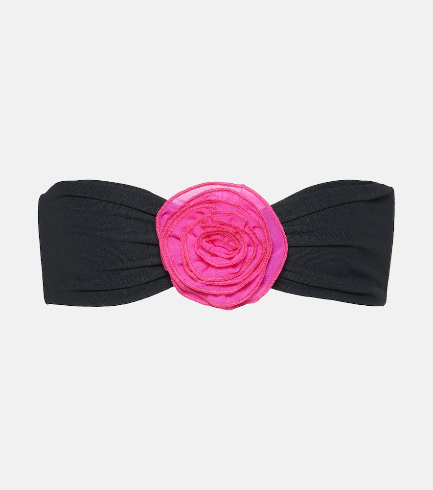 Rose applique bandeau bikini top