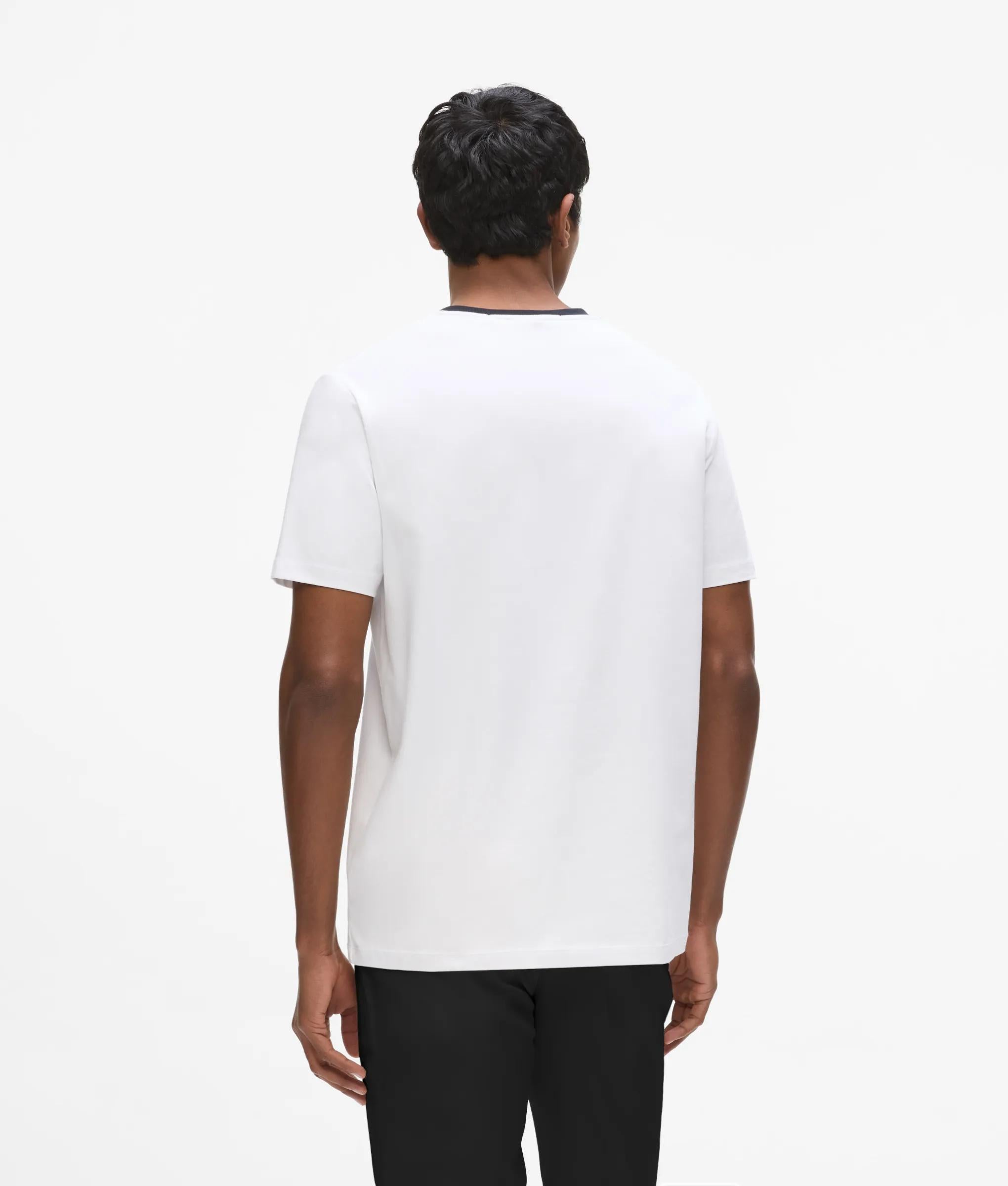 Karl Lagerfeld - Kontrast V-ausschnitt T-shirt, Herren, Weiss, Größe