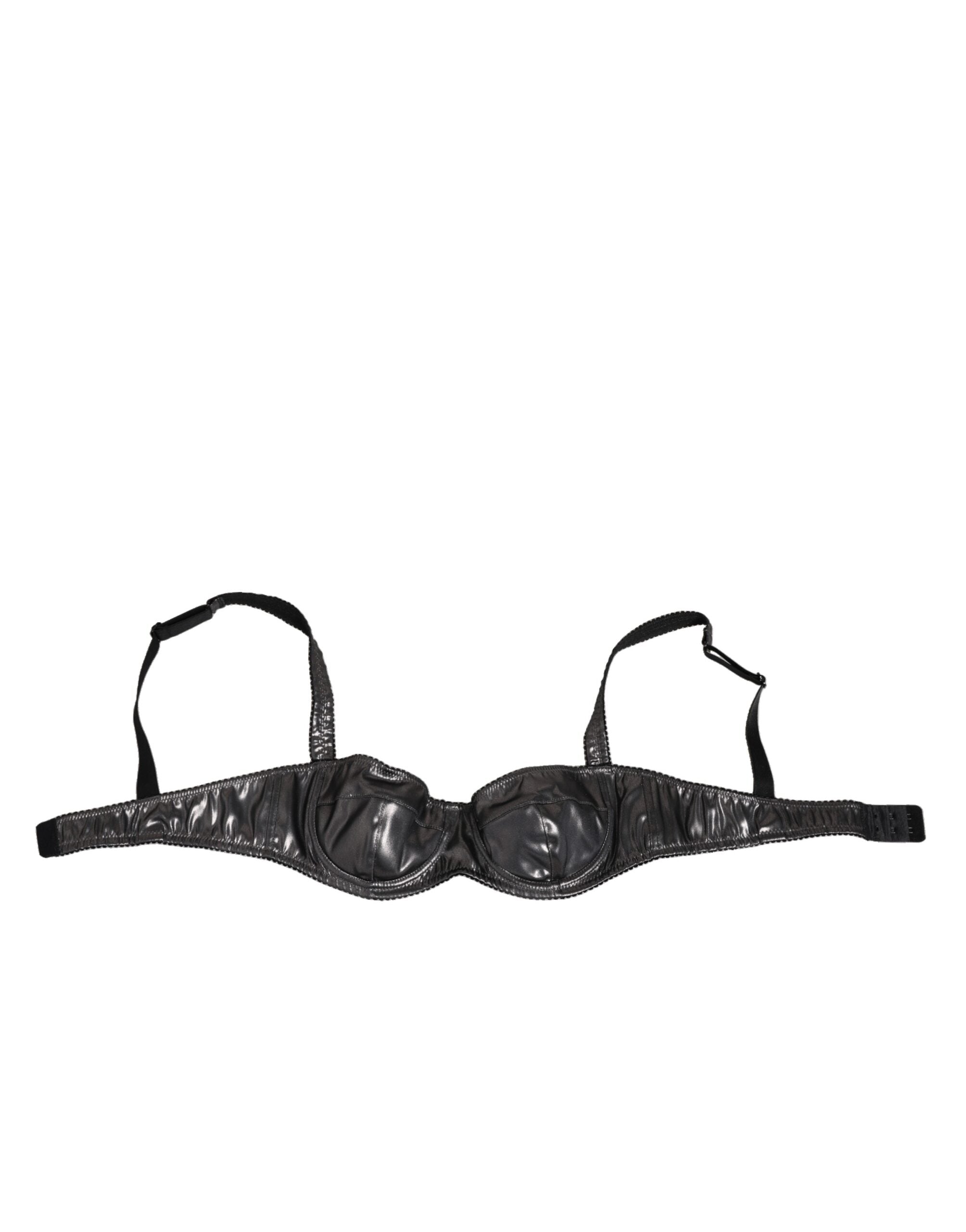 Acetate Stretch Balconette Bra — Black