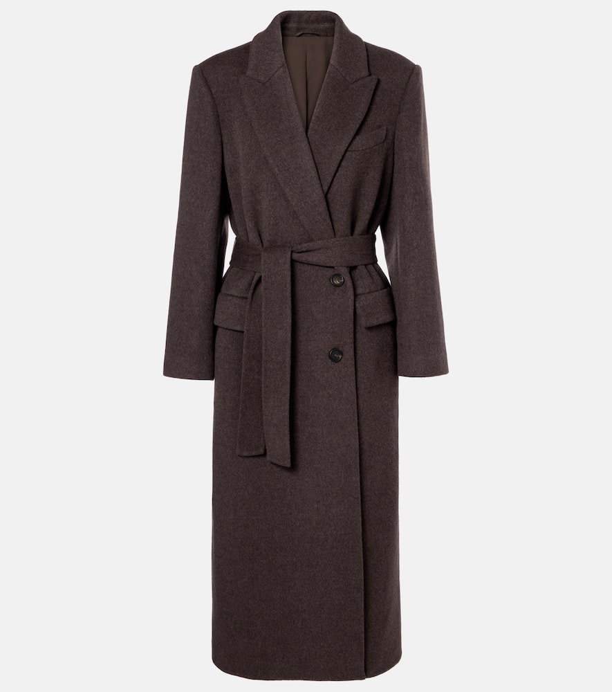 Wool and cashmere wrap coat
