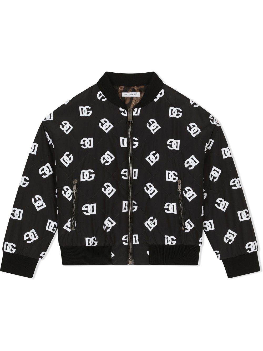 DG-logo quilted bomber jacket - Black