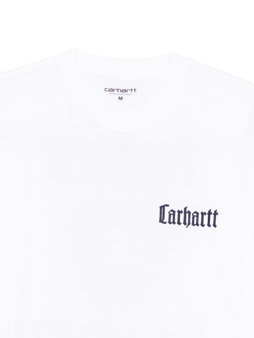 White Crewneck Logo Print T-shirt