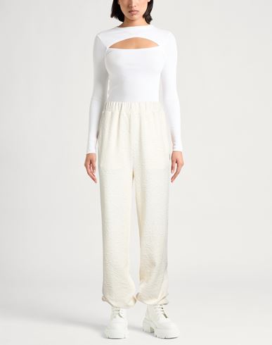 Woman Pants Ivory Size L Cotton, Polyester, Elastane