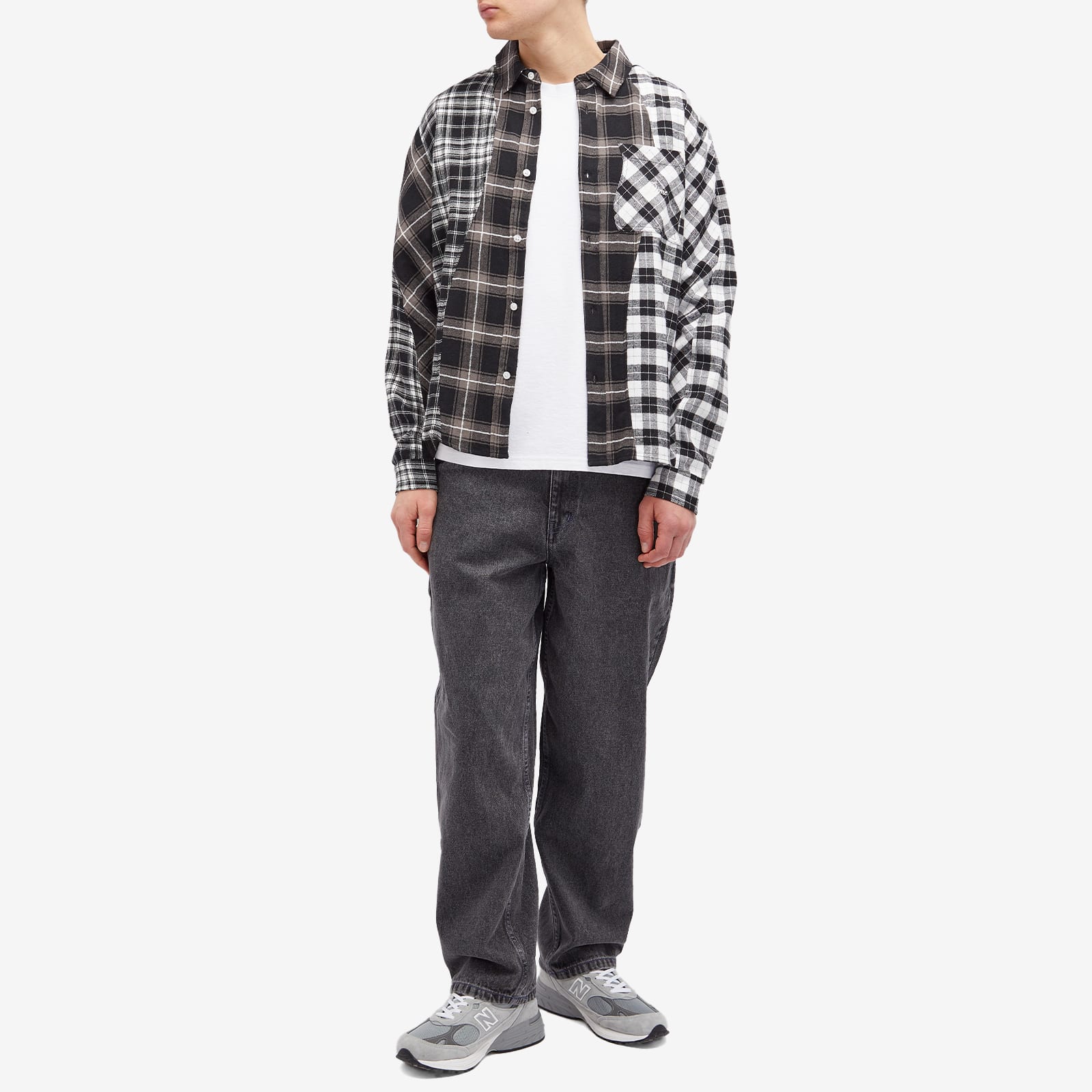 Men's Triple Plaid Shirt in Black