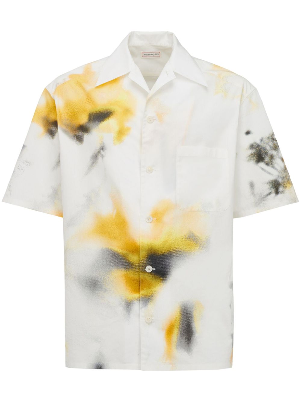 Obscured Flower cotton bowling shirt - Neutrals