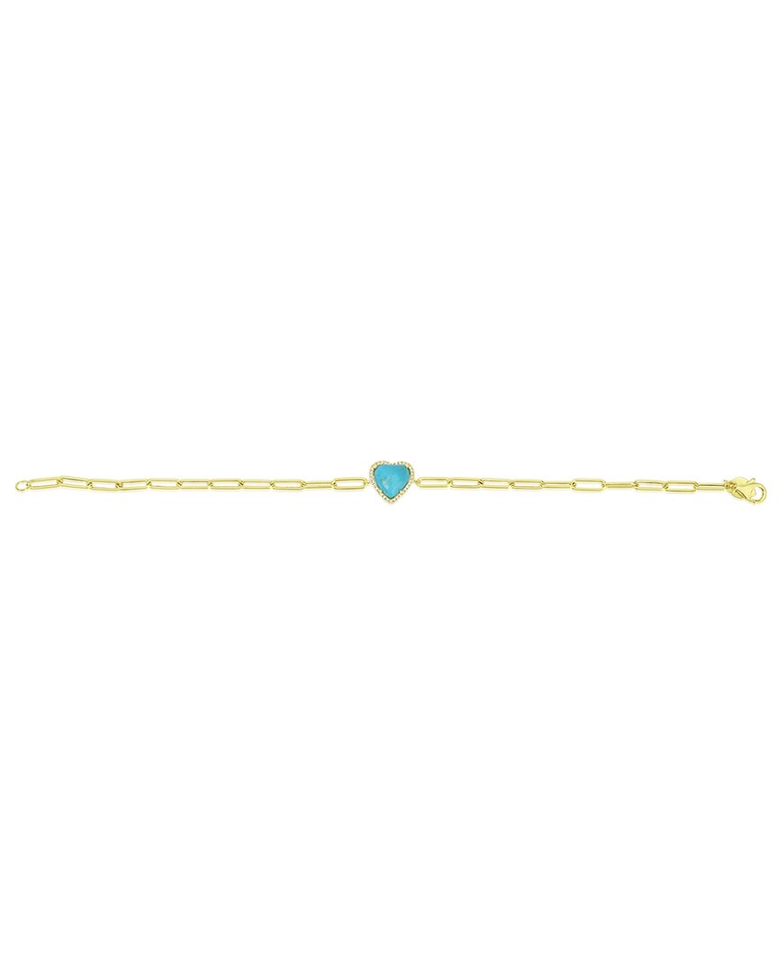 14K 5.48 Ct. Tw. Diamond & Turquoise Paperclip Bracelet