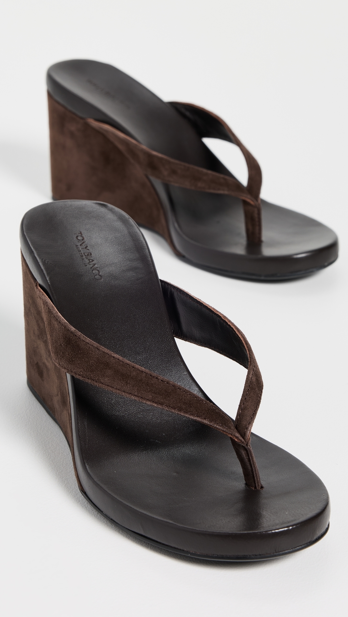 Tony Bianco Avanti Wedge Thong Sandals Espresso Suede