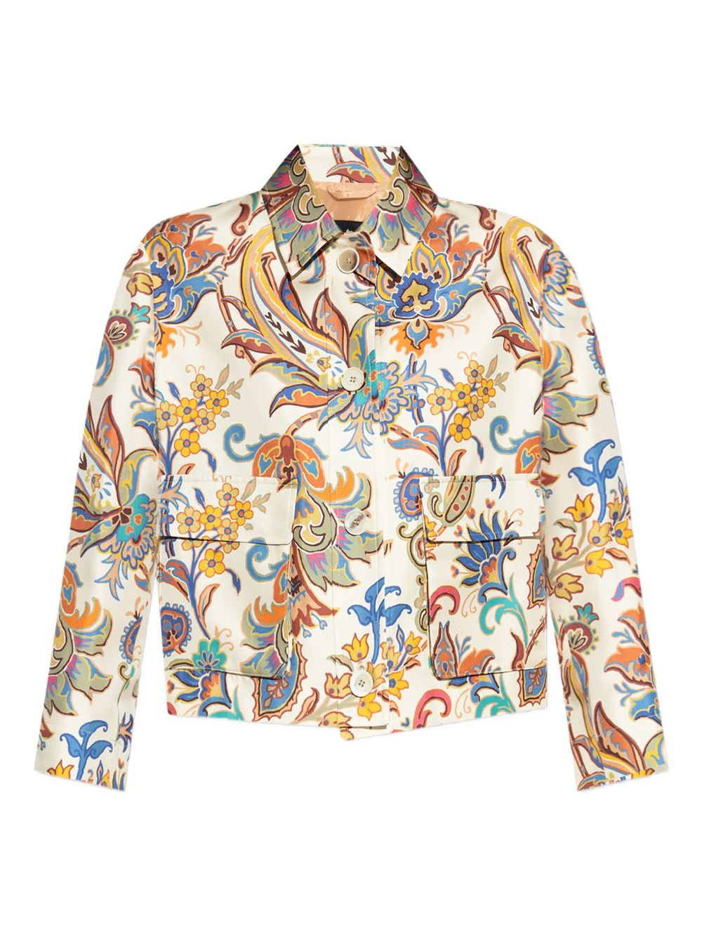 Floral-print cropped jacket - White