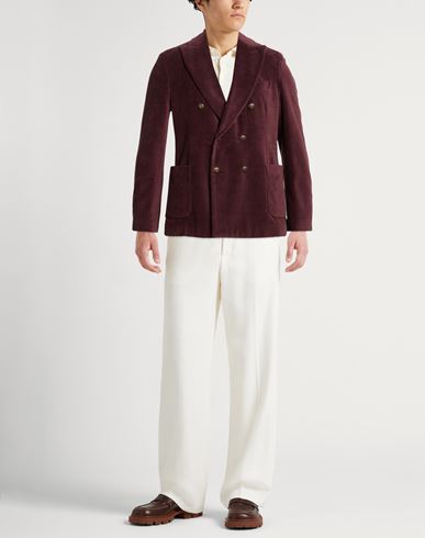 Man Blazer Burgundy Size 42 Cotton, Polyester