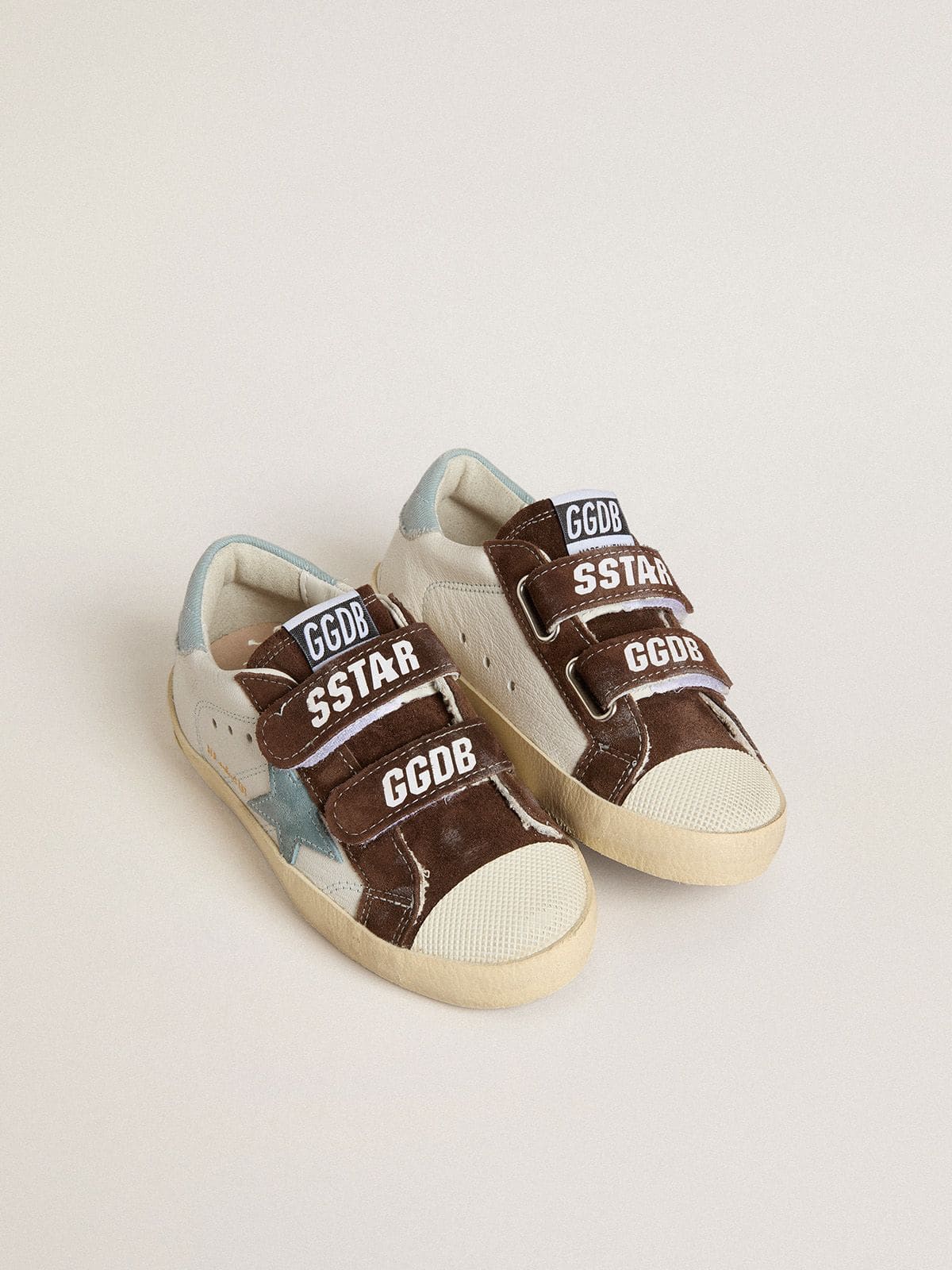 Golden Goose - Old School Young In Nappa With Light Blue Suede Star And Brown Suede Insert