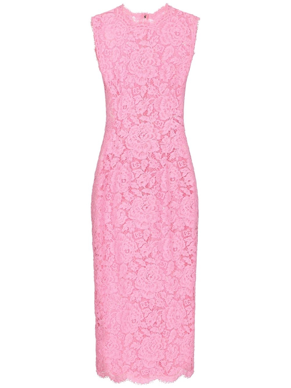 Lace-overlay fitted sleeveless dress - Black