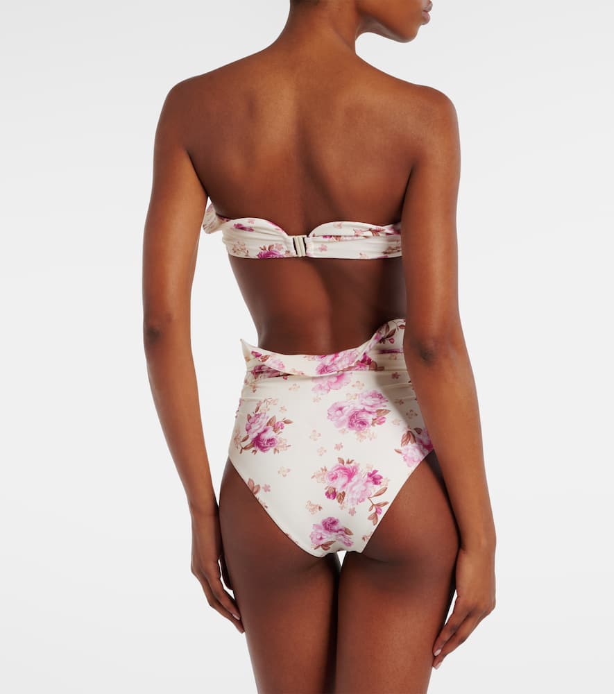 Floral-appliqué bikini top