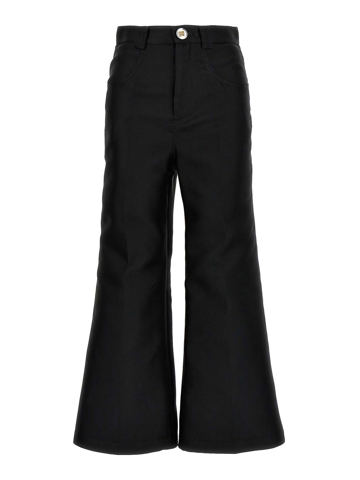 Cropped silk blend pants