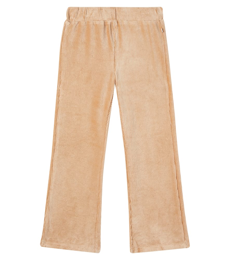 Ribbed-knit cotton-blend velvet leggings
