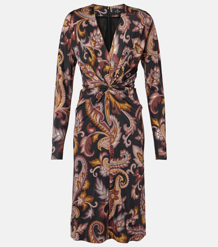 Paisley gathered midi dress