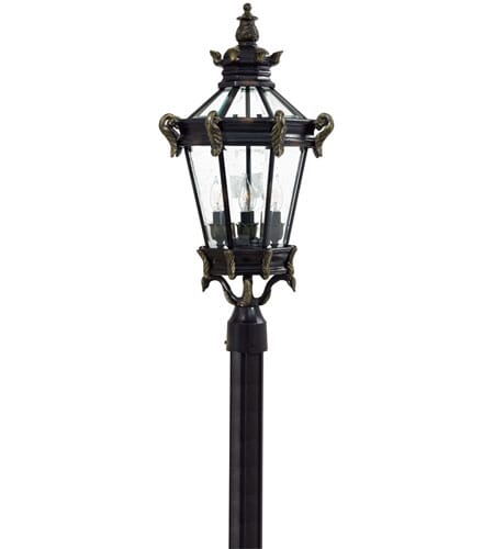 Stratford Hall 4-Light 28" Outdoor Post Light in Heritage with Gold Highlight