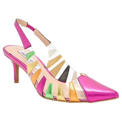 Charles David Alon Clear Cut-Out Slingback Pump - Metallic