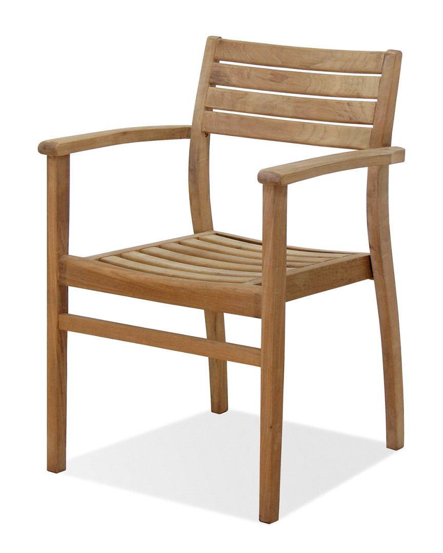 Teak 2Pc Outdoor Patio Stacking Armchairs