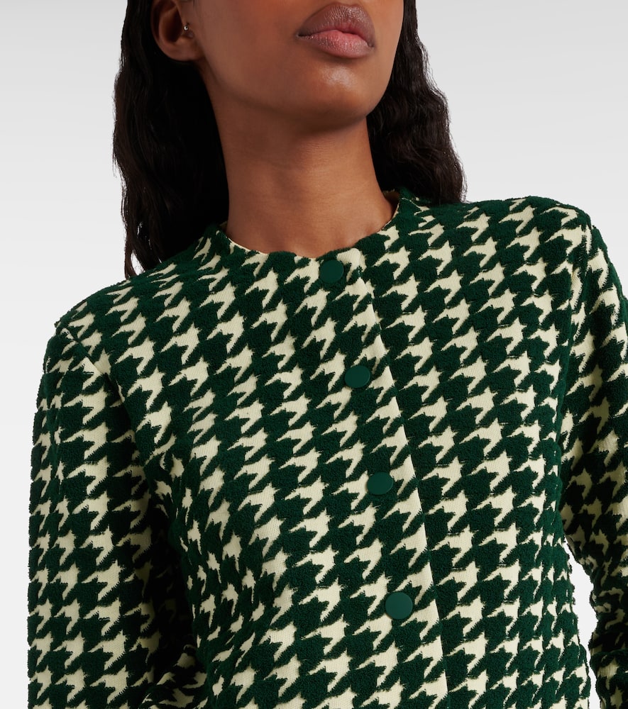 Houndstooth cotton-blend cardigan