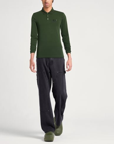 Man Polo shirt Military green Size M Cotton, Elastane