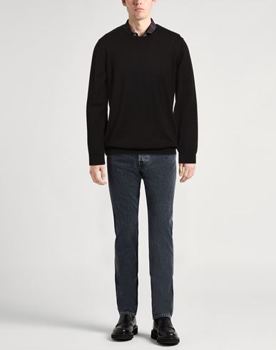 Man Sweater Black Size 40 Cotton
