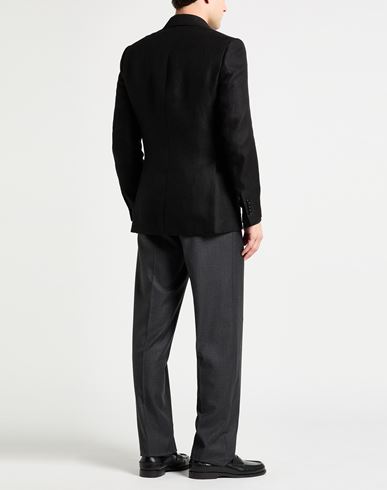 Man Blazer Black Size 40 Linen