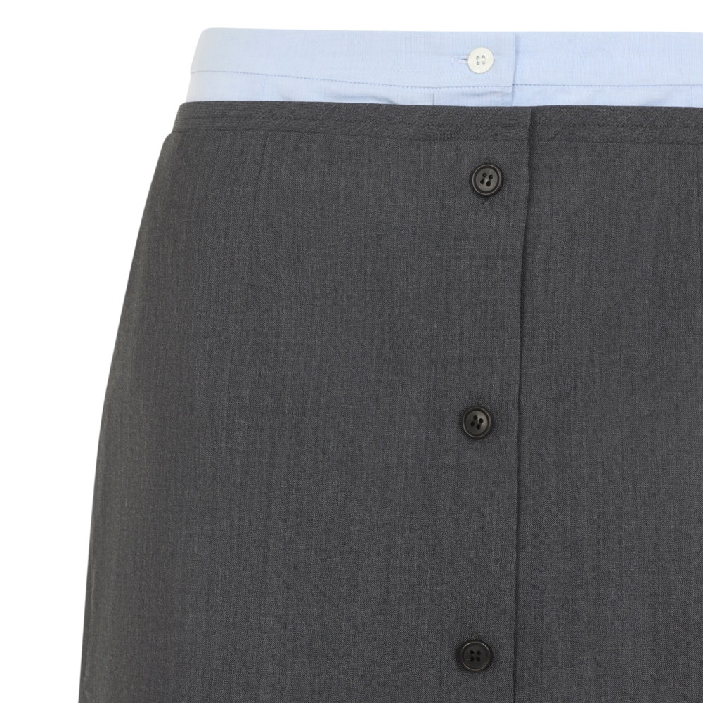 Grey Solid Midi Skirt