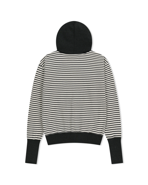 STRIPE UNBALANCED ZIPUP HOODIE