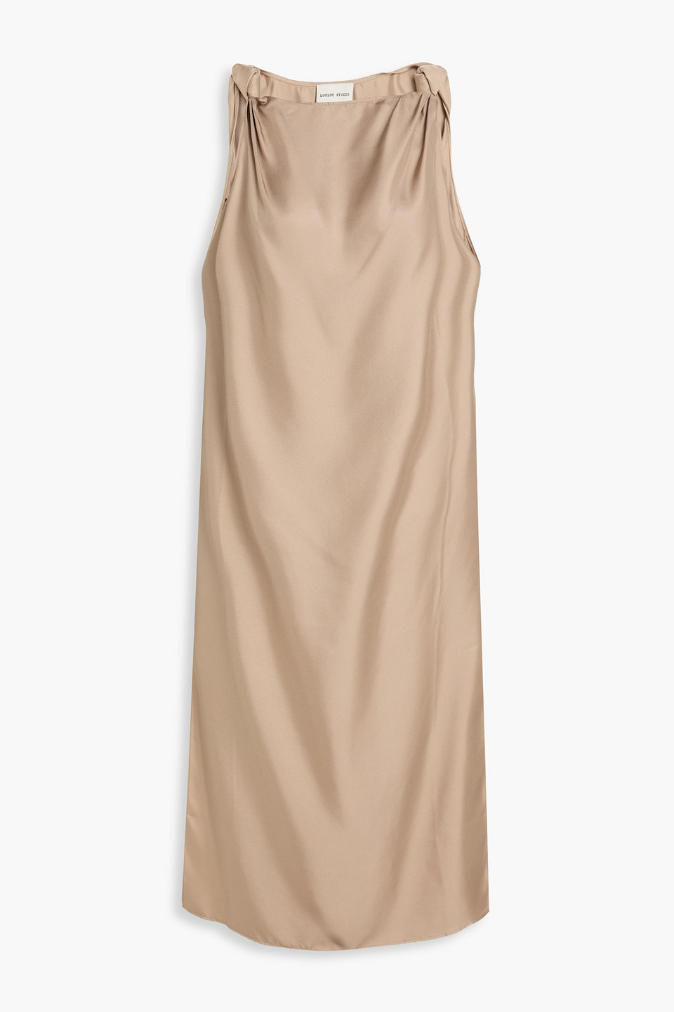Moun knotted silk-twill midi dress - Neutral - XS