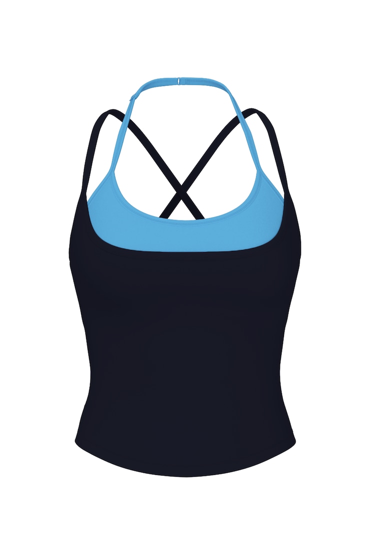 Active Layered Tank Top - Navy - Women Clothing