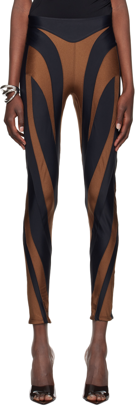 Mugler Brown & Black Spiral Leggings