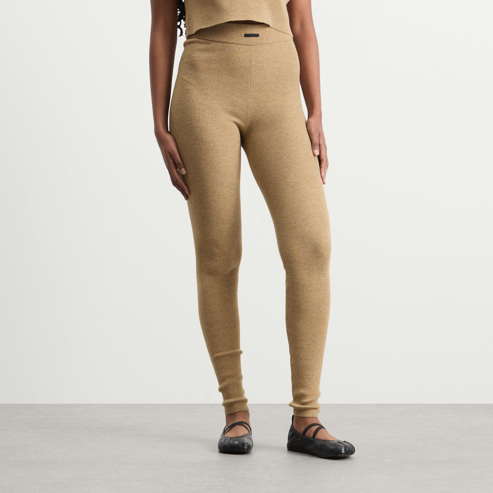 Fear of God ESSENTIALS Rib Knit Legging in Dune. L also in XS, S