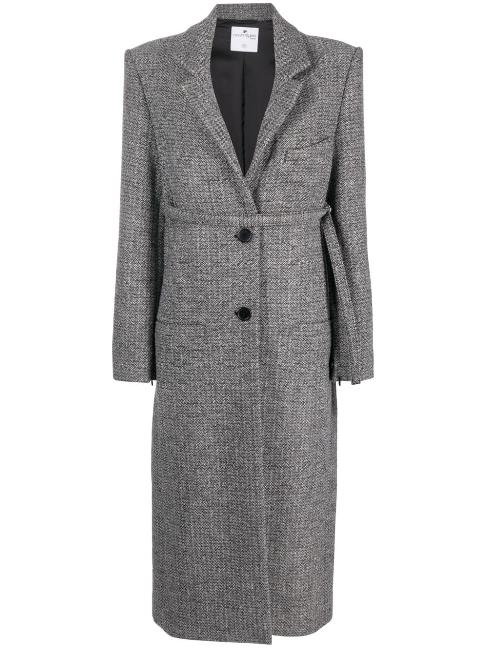 Strap-detail tailored coat - Black